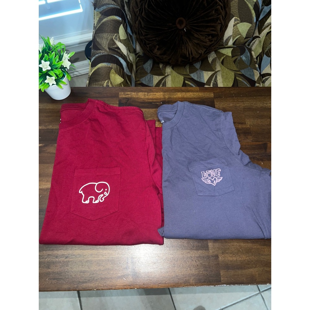 Ivory Ella Long Sleeve Pocket T-Shirt Lot 2 Gray Organic Cotton Small
